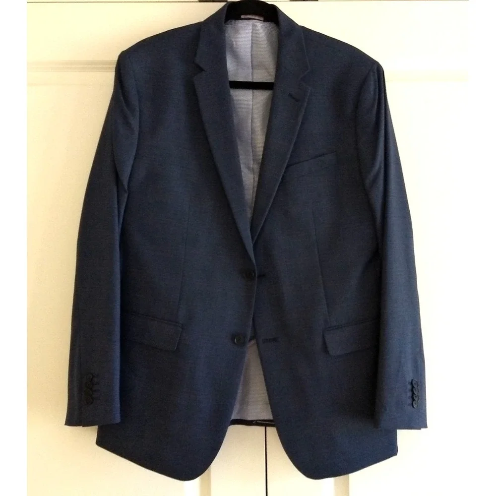 Banana Republic Slim Fit Blazer Men 44R Stretch Jacket Blue Plaid Lined‎ NWOT